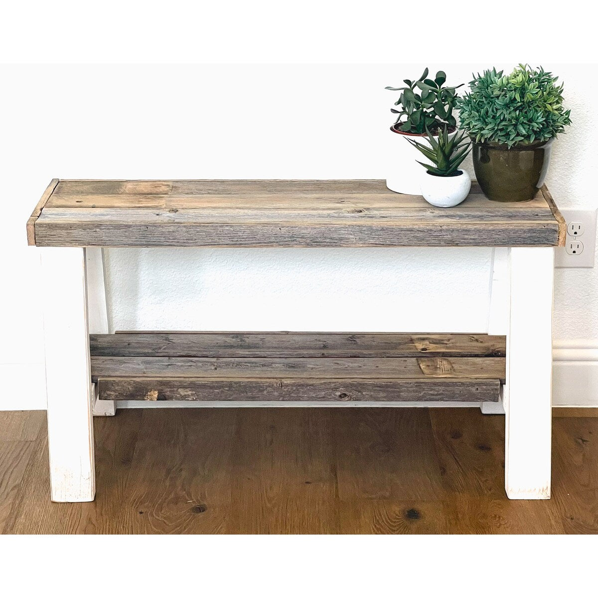 Farmhouse Reclaimed Wood Olive Branch Entry Bench