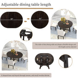 Farmhouse Round Extendable Dining Table with 16" Leaf Wood Kitchen Table