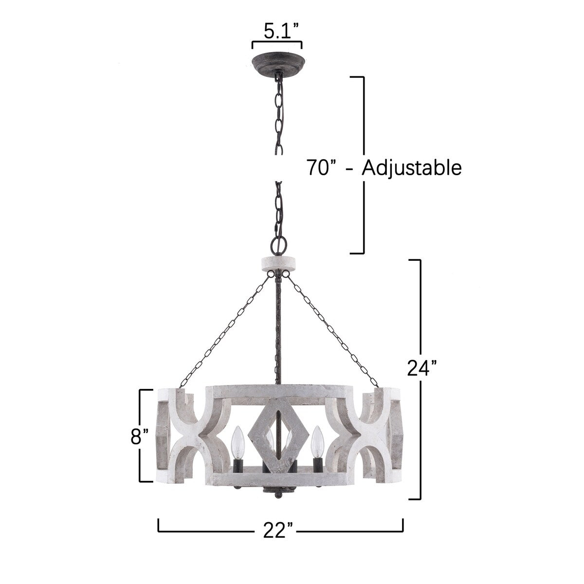 Cusp Barn Farmhouse Wood Chandelier Rustic 4-Light Cage Drum Island Light