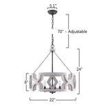 Cusp Barn Farmhouse Wood Chandelier Rustic 4-Light Cage Drum Island Light