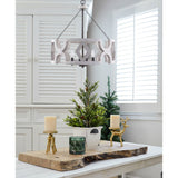 Cusp Barn Farmhouse Wood Chandelier Rustic 4-Light Cage Drum Island Light