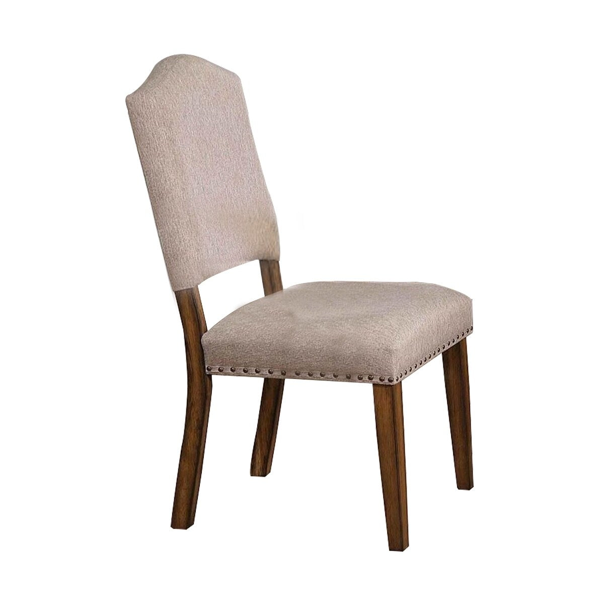 Farmhouse Side Chair with Nailhead, Set of 2, Brown and Beige