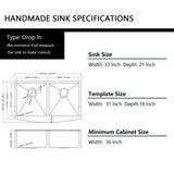 Farmhouse Sink Double Bowl - Mocoloo 33"x21" Gunmetal Black Undermount Apron Front Kitchen Sink