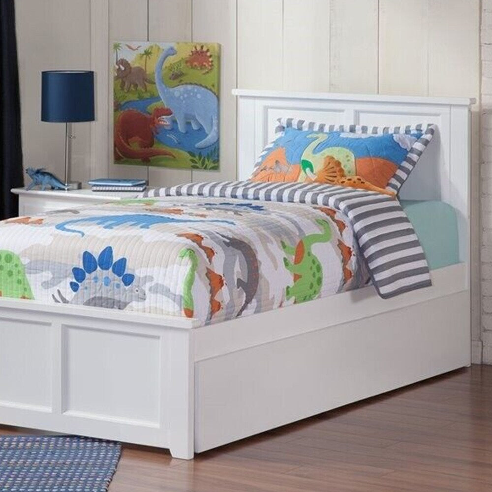 Farmhouse Solid Wood Urban Twin Trundle Platform Bed in White
