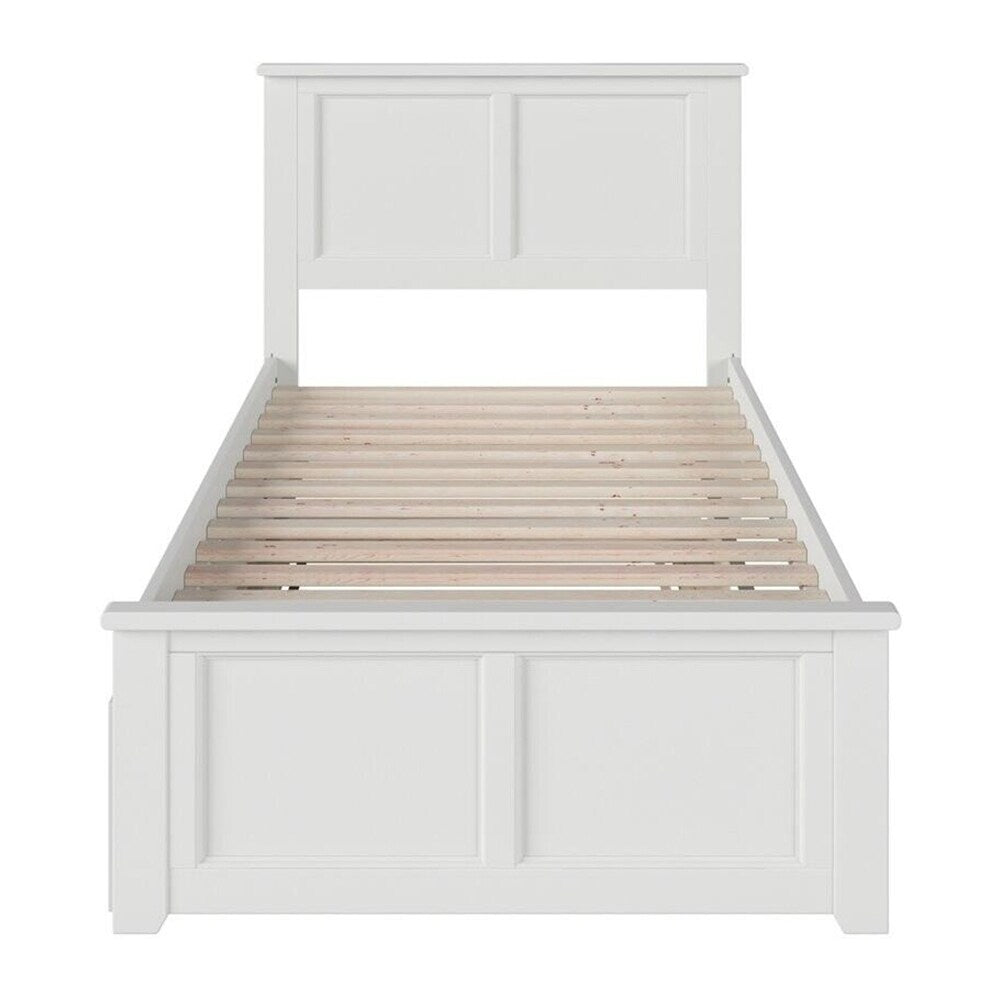 Farmhouse Solid Wood Urban Twin Trundle Platform Bed in White