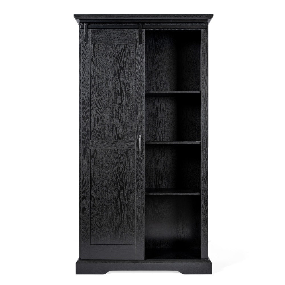 Farmhouse Storage Cabinet with Adjustable Shelves and Sliding Barn Door - 16.75"D x 36.25"W x 68"H