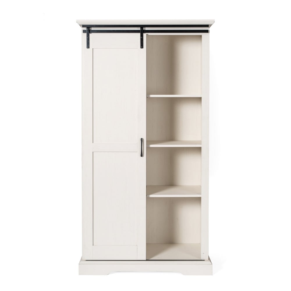 Farmhouse Storage Cabinet with Adjustable Shelves and Sliding Barn Door - 16.75"D x 36.25"W x 68"H