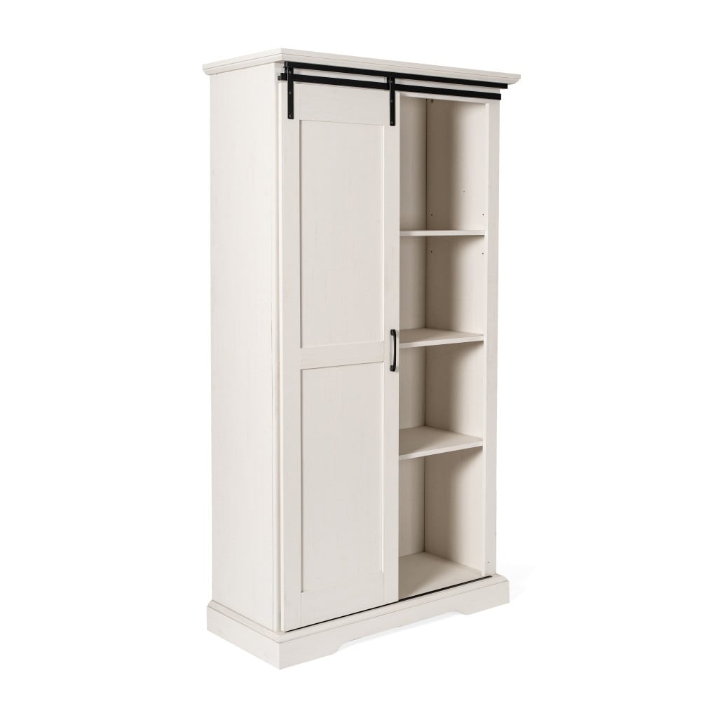 Farmhouse Storage Cabinet with Adjustable Shelves and Sliding Barn Door - 16.75"D x 36.25"W x 68"H