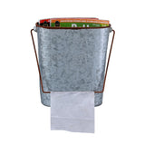 Farmhouse Style Iron Bucket Design Toilet Paper Holder Wall Rack