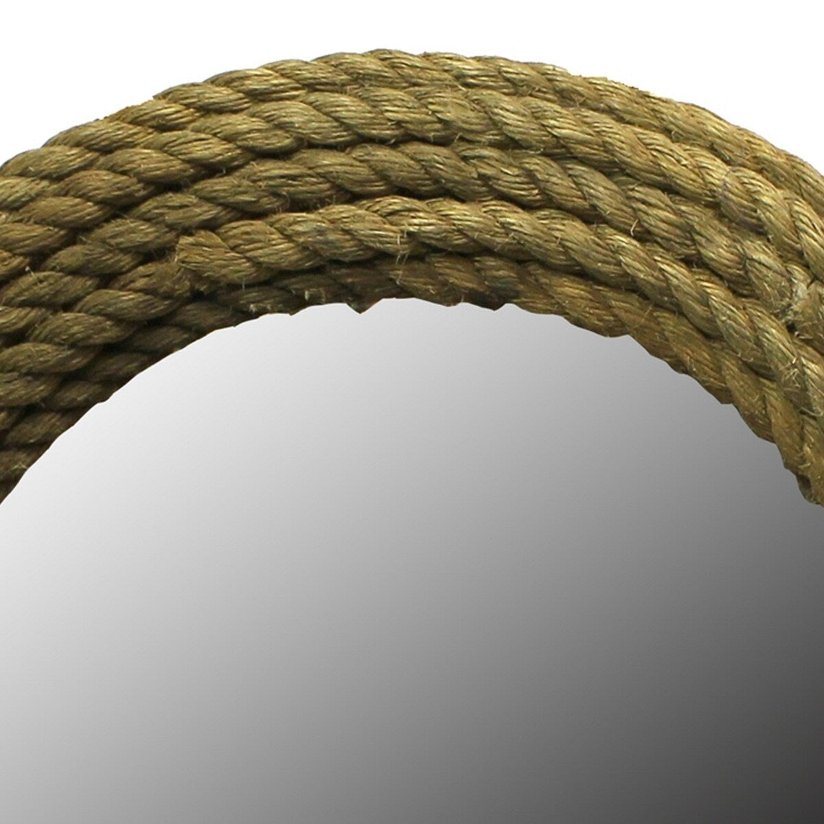 Farmhouse Style Round Rope Encased Wall Mirror, Natural Brown