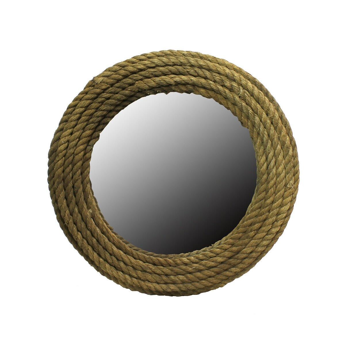 Farmhouse Style Round Rope Encased Wall Mirror, Natural Brown