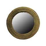Farmhouse Style Round Rope Encased Wall Mirror, Natural Brown