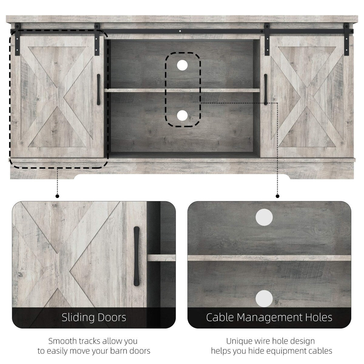 Farmhouse TV Stand for 65 Inch TV