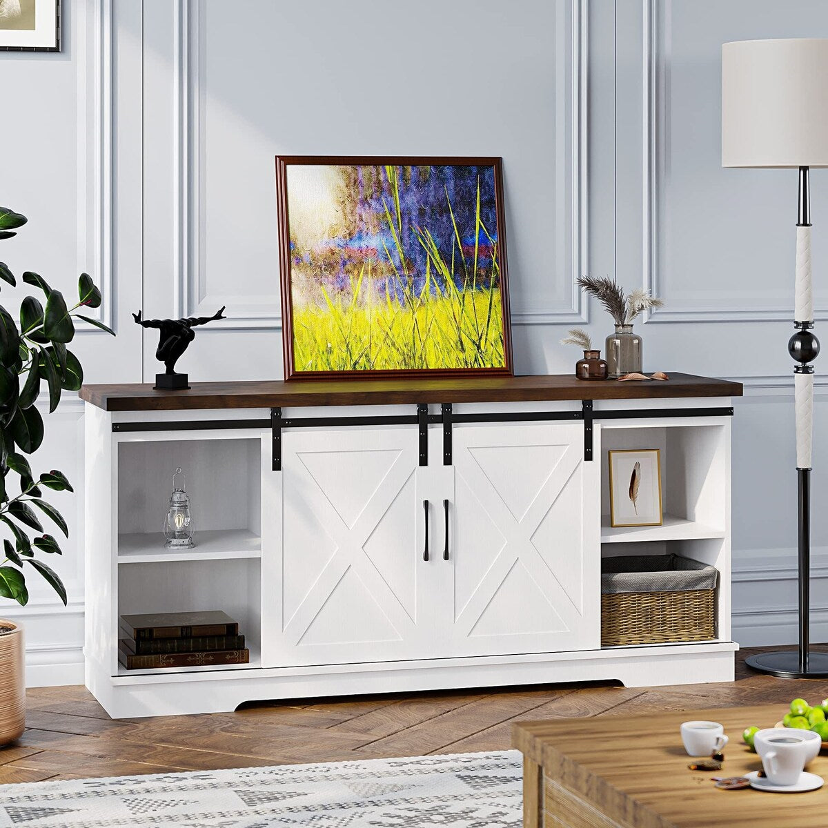 Farmhouse TV Stand for 65 Inch TV