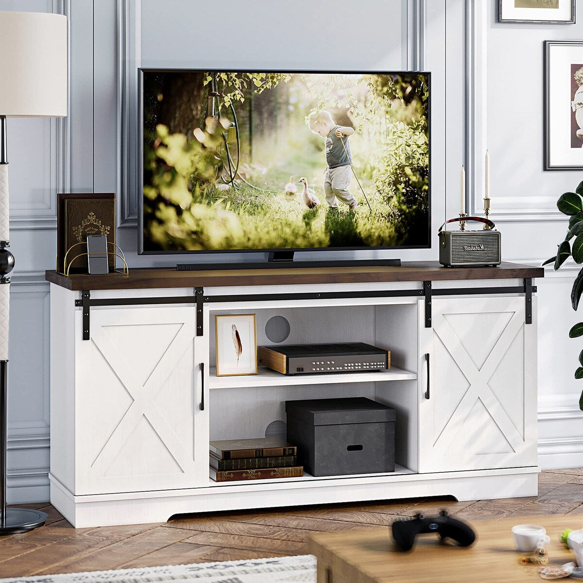 Farmhouse TV Stand for 65 Inch TV