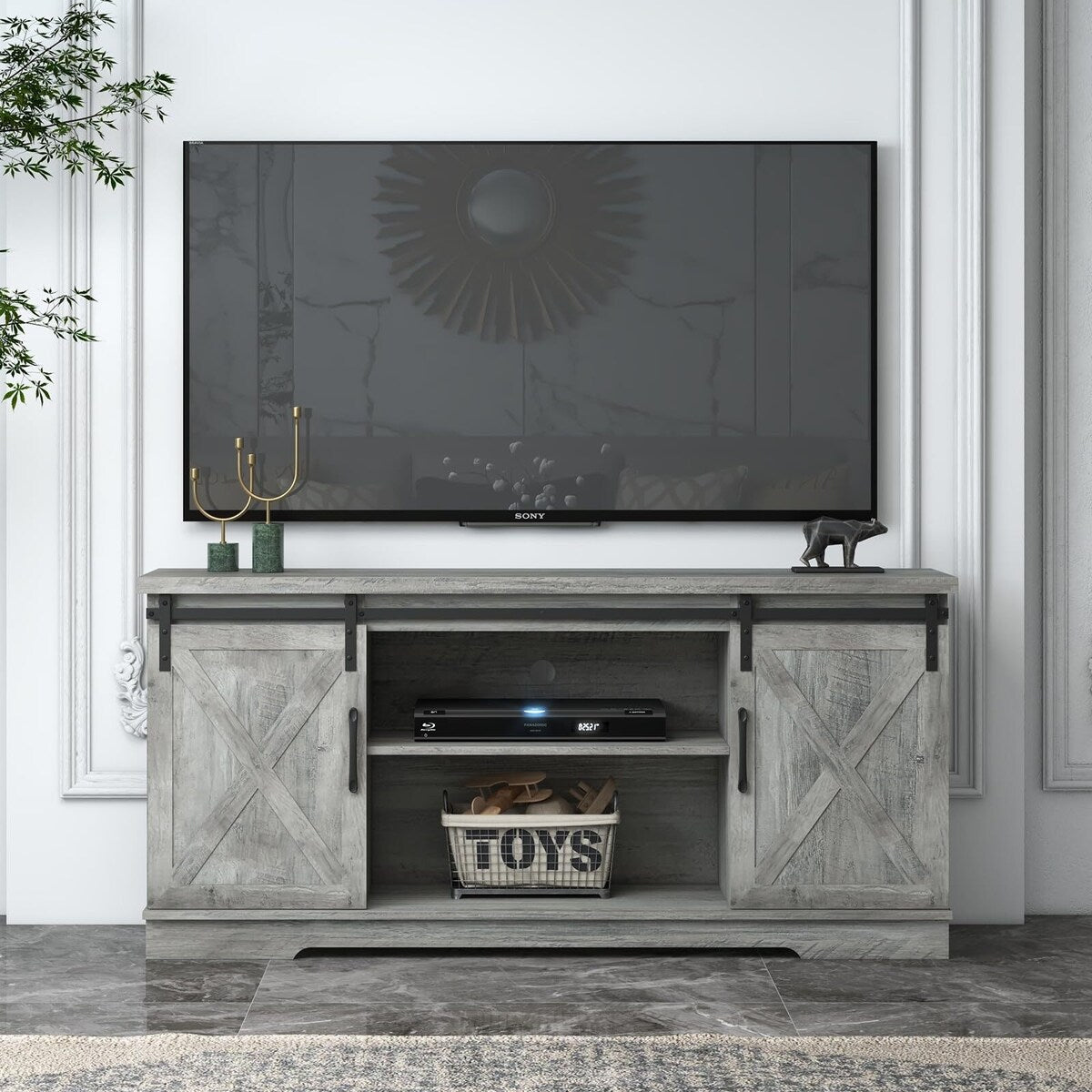 Farmhouse TV Stand for 65 Inch TV