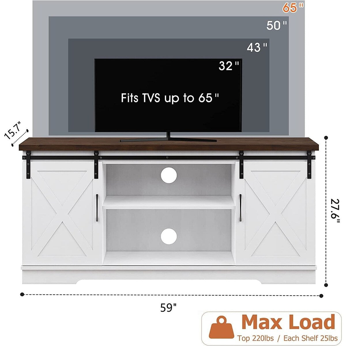 Farmhouse TV Stand for 65 Inch TV