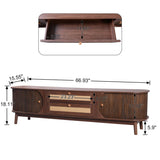 Farmhouse TV Stand for TVs up to 75'' with Solid Wood Legs and Sliding Doors