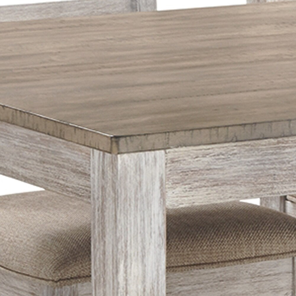 Farmhouse Two Tone Dining Set with 1 Table and 6 Chairs, Weathered Brown