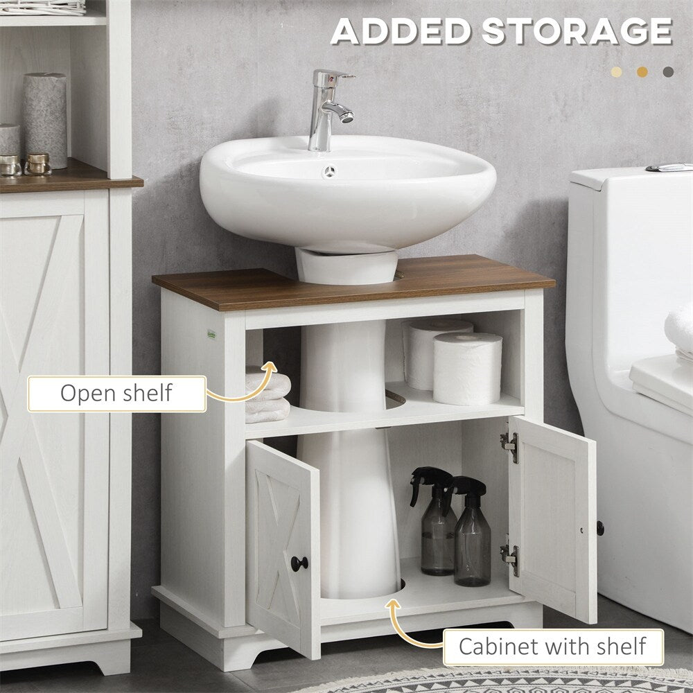 Farmhouse Under Sink Bathroom Cabinet,Pedestal Vanity Storage Cabinet