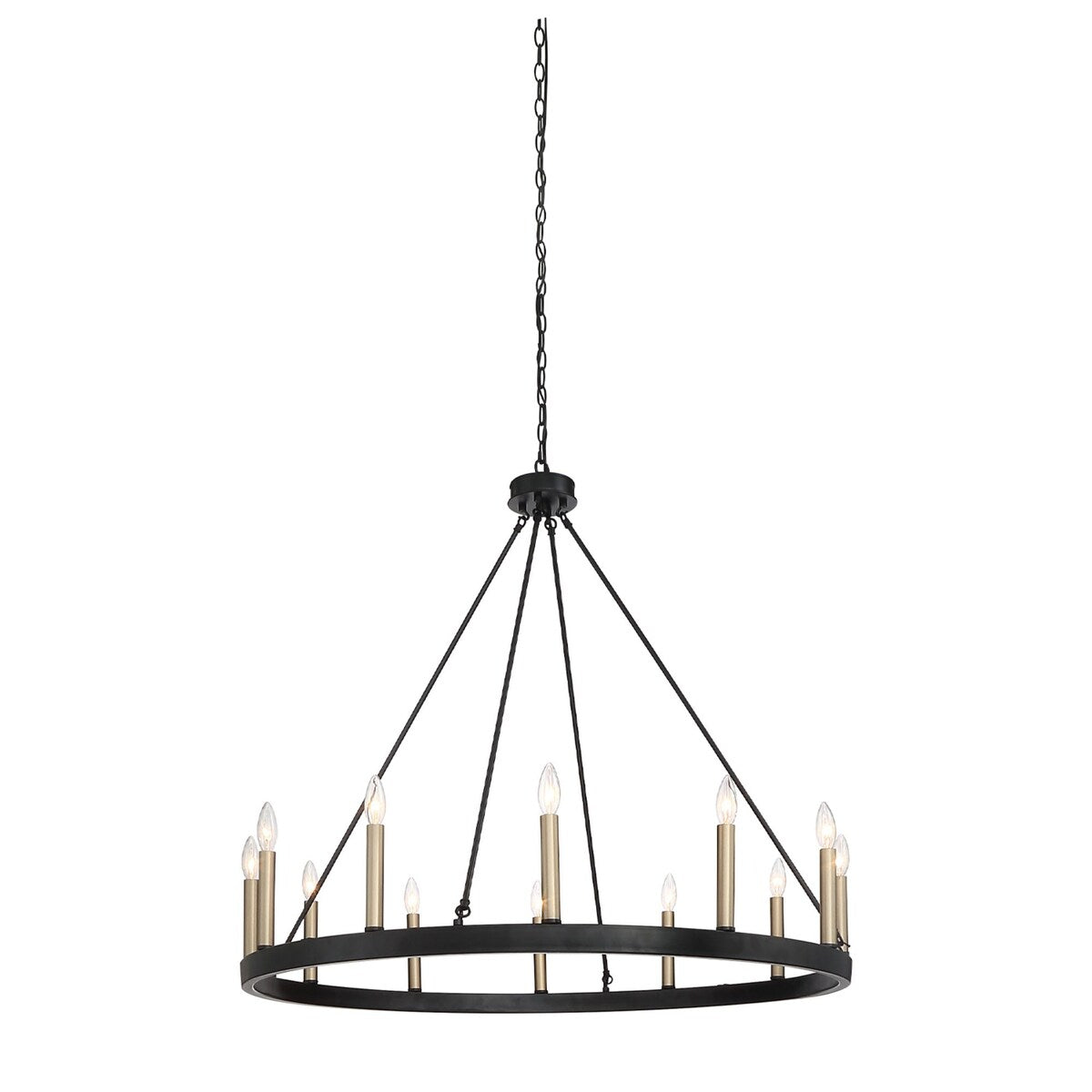 Clihome 12 Light Candle Style Wagon Wheel Chandelier