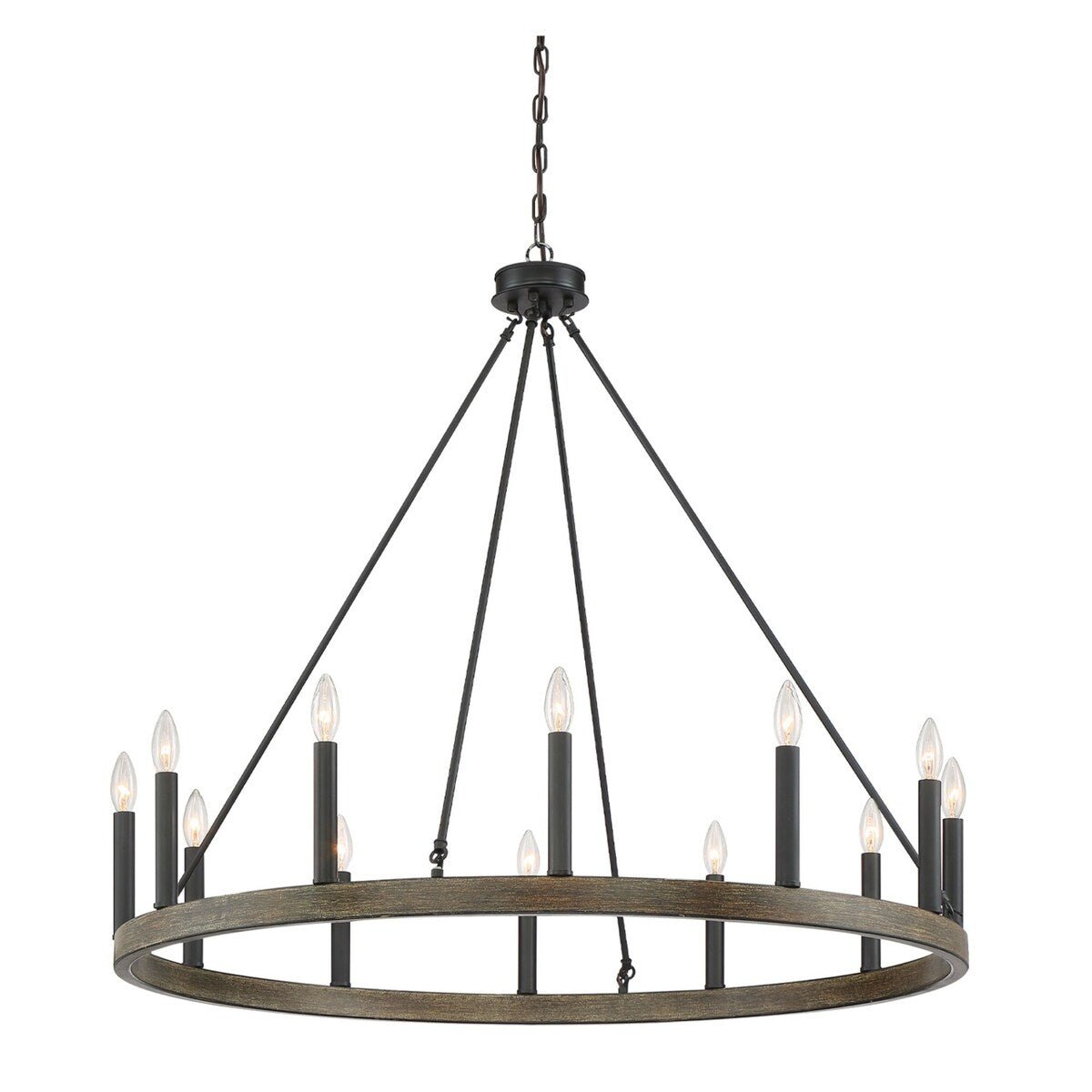 Clihome 12 Light Candle Style Wagon Wheel Chandelier