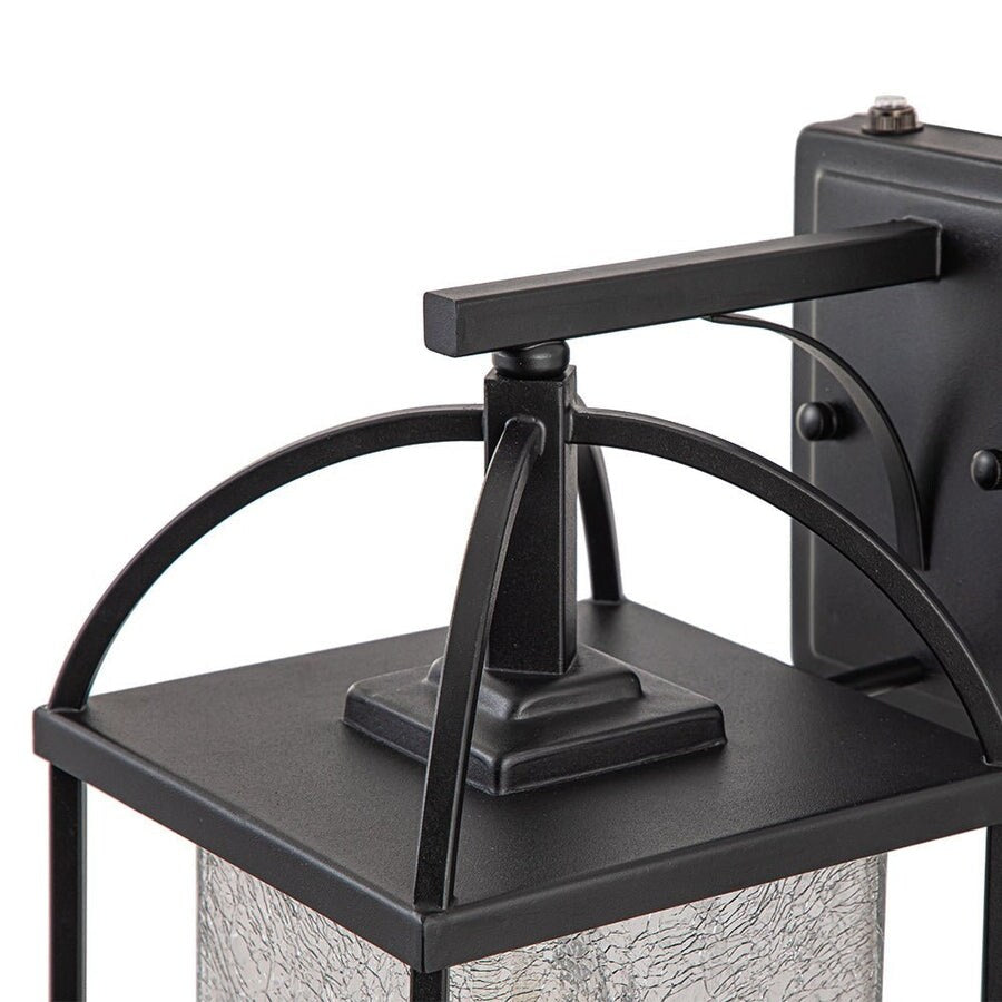 Black Waterproof IP23 1-Light Dimmable Square Lantern Wall Sconce