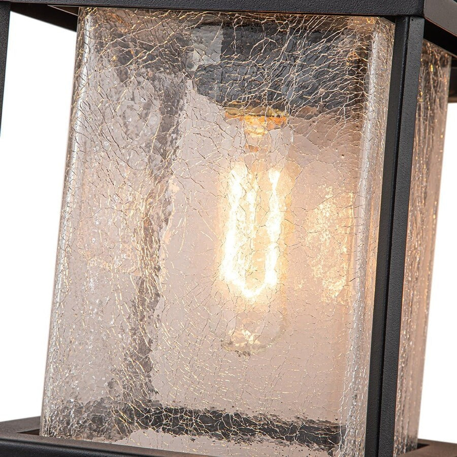 Black Waterproof IP23 1-Light Dimmable Square Lantern Wall Sconce