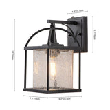 Black Waterproof IP23 1-Light Dimmable Square Lantern Wall Sconce