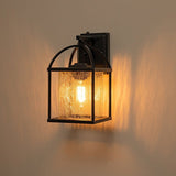 Black Waterproof IP23 1-Light Dimmable Square Lantern Wall Sconce