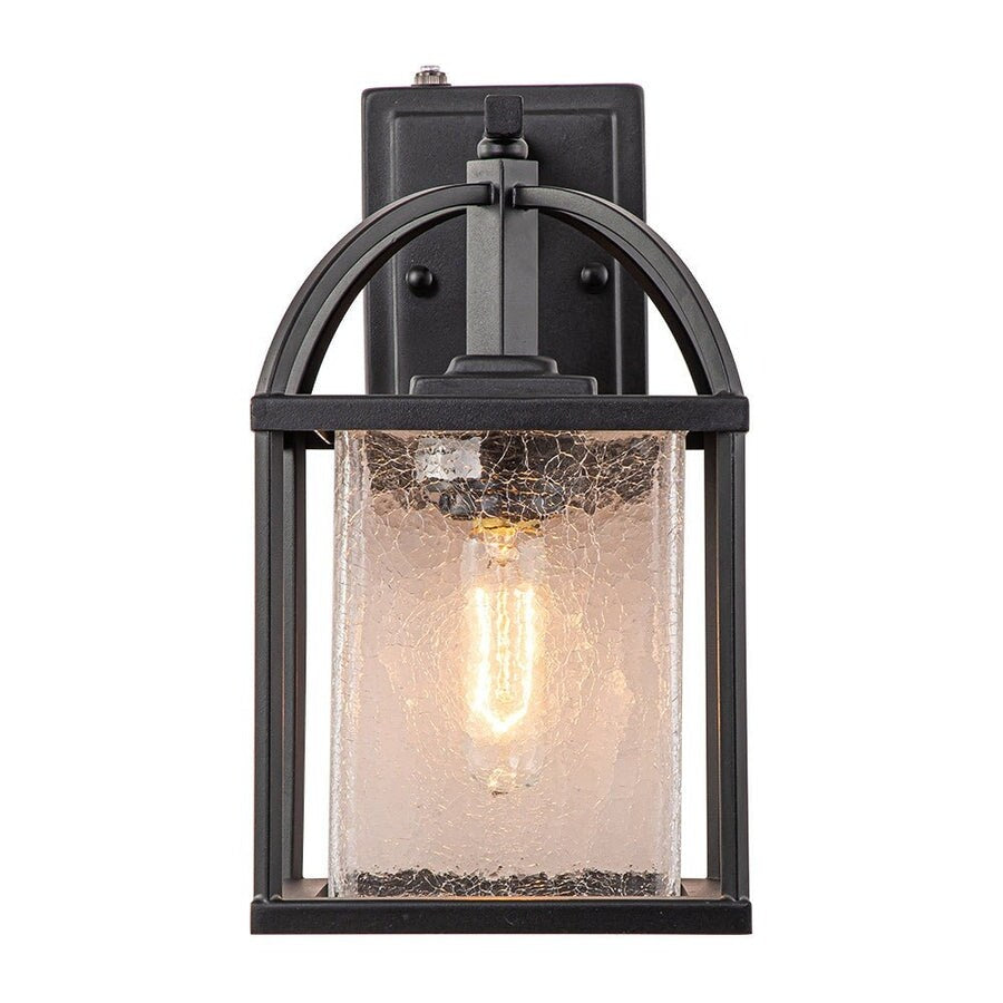 Black Waterproof IP23 1-Light Dimmable Square Lantern Wall Sconce