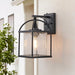 Black Waterproof IP23 1-Light Dimmable Square Lantern Wall Sconce