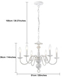 Farmhouse White Chandelier 6-Light Modern Pendant Light 20" Wide