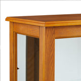 Farmhouse Wood Curio Lighted Kitchen Cabinet with Adjustable Shelves,Glass Doors
