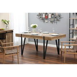 White Oak Wood Finish and Metal Dining Table - 30" H x 63" W x 35.5" D