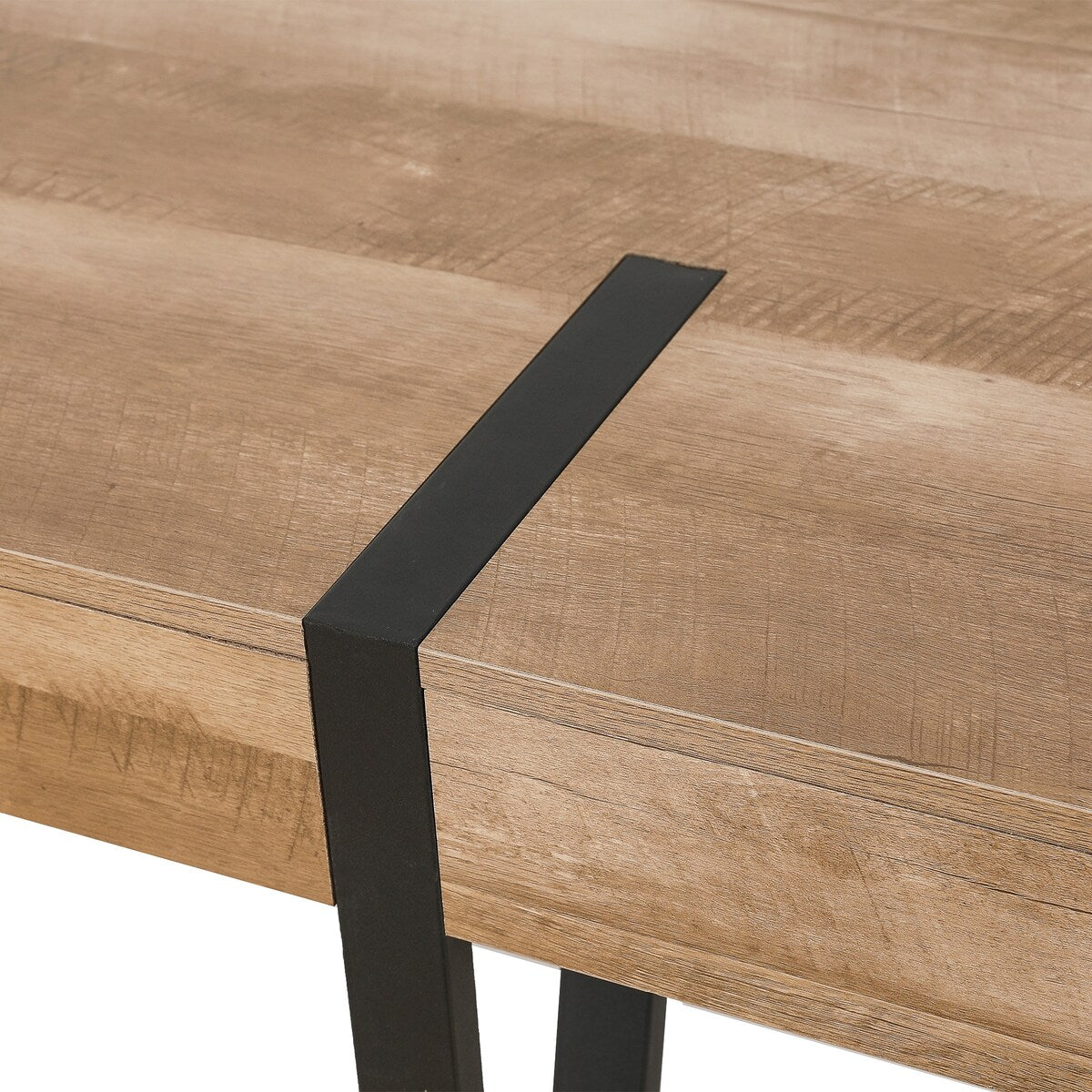 White Oak Wood Finish and Metal Dining Table - 30" H x 63" W x 35.5" D