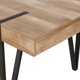 White Oak Wood Finish and Metal Dining Table - 30" H x 63" W x 35.5" D