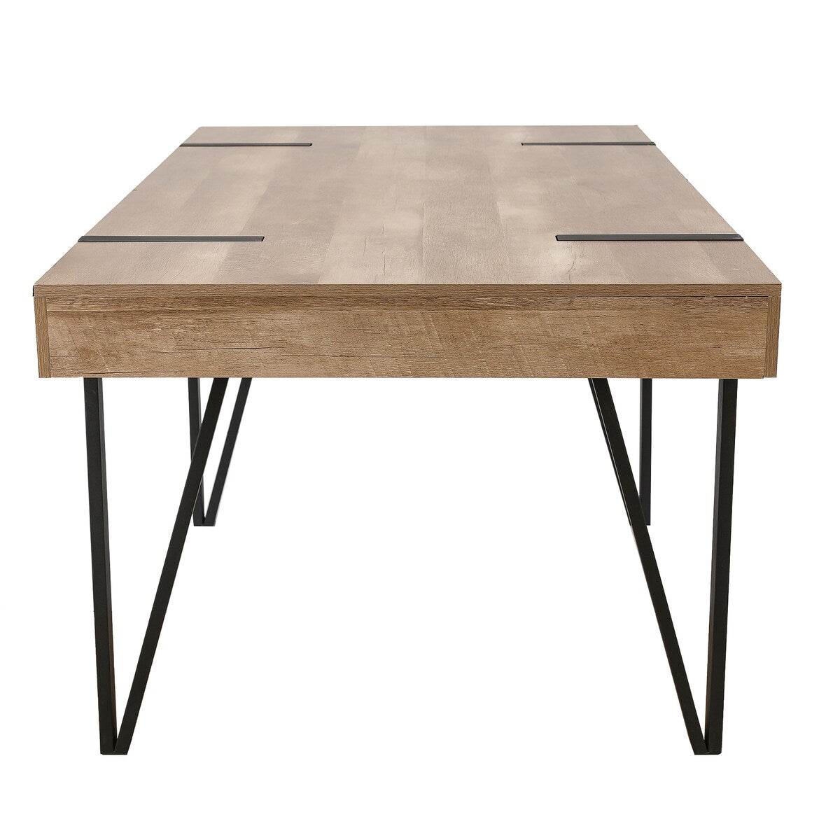 White Oak Wood Finish and Metal Dining Table - 30" H x 63" W x 35.5" D