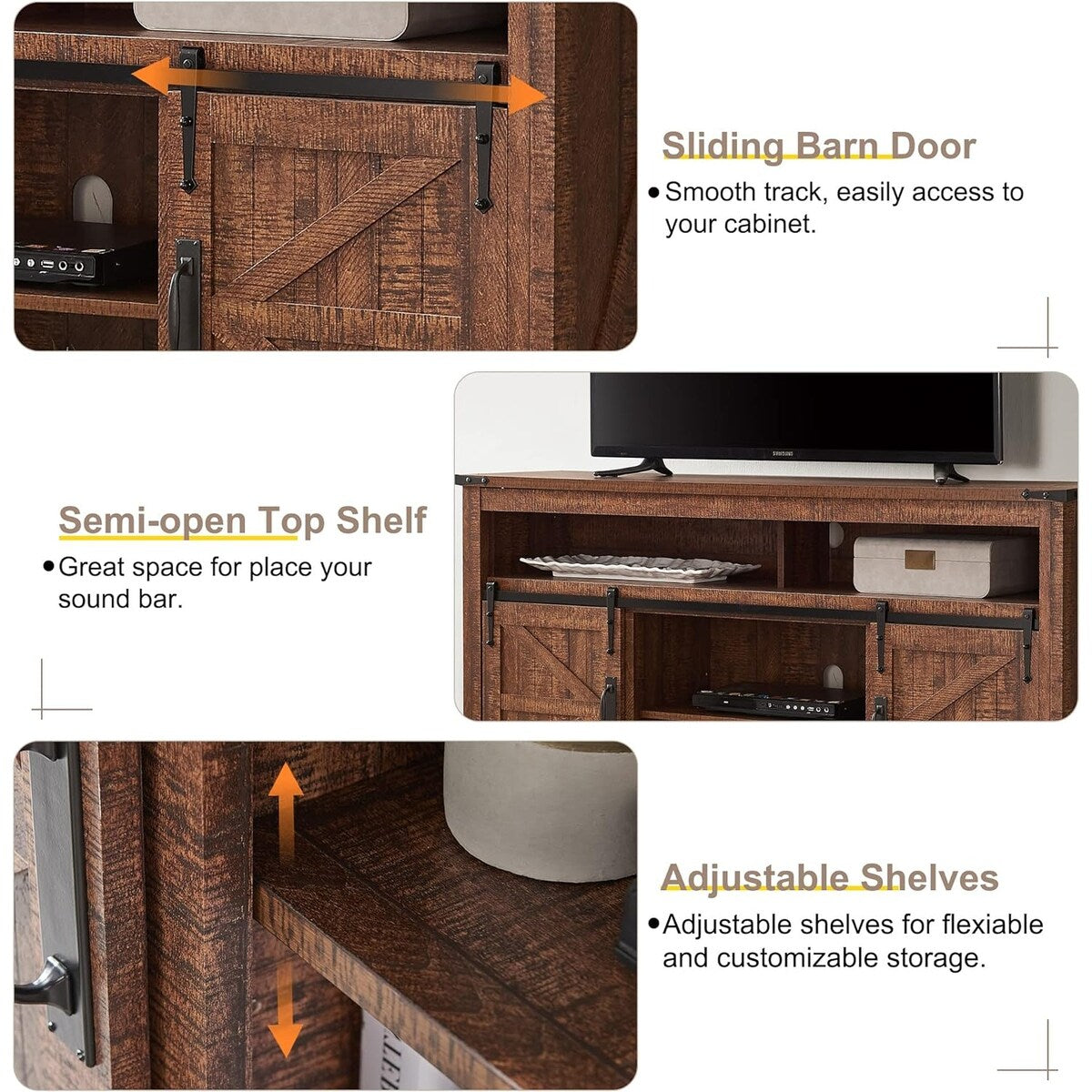 Farmhouse Wood TV Stand, Highboy Entertainment Center, Media Console