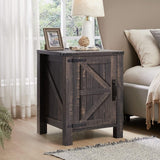 Farmhouse Wood Nightstand with Charging Station, End Table, Side Table
