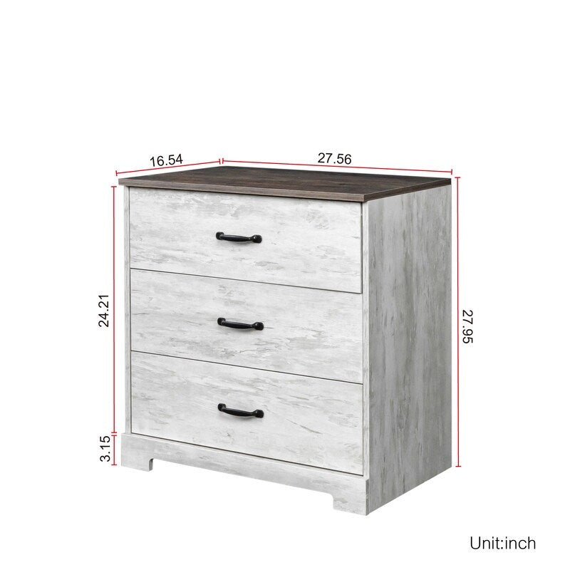 Farmhouse chic 3 drawer chest of drawers