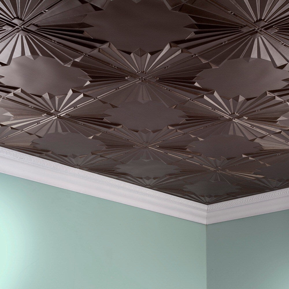 Fasade Art Deco Argent Bronze 2 ft. x 4 ft. Glue-up Ceiling Tile
