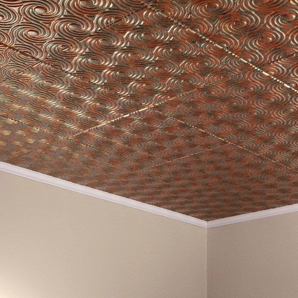 Fasade Cyclone Copper Fantasy 2-feet x 2-feet Glue-up Ceiling Tile