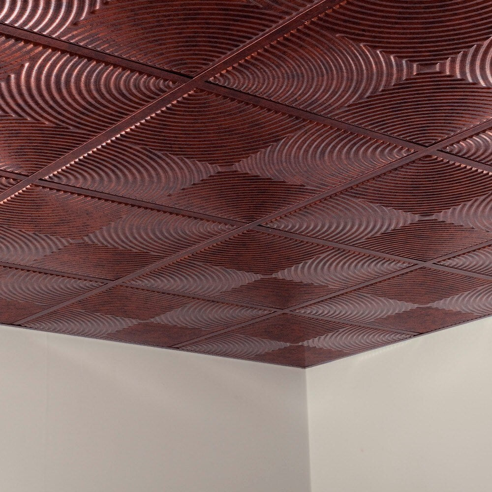 Fasade Echo Moonstone Copper 2' x 2' Lay-in Ceiling Tile