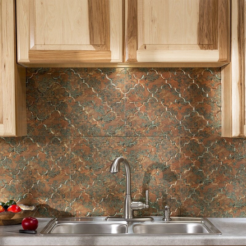 Fasade Monaco Decorative Vinyl 18in x 24in Backsplash Panel in Copper