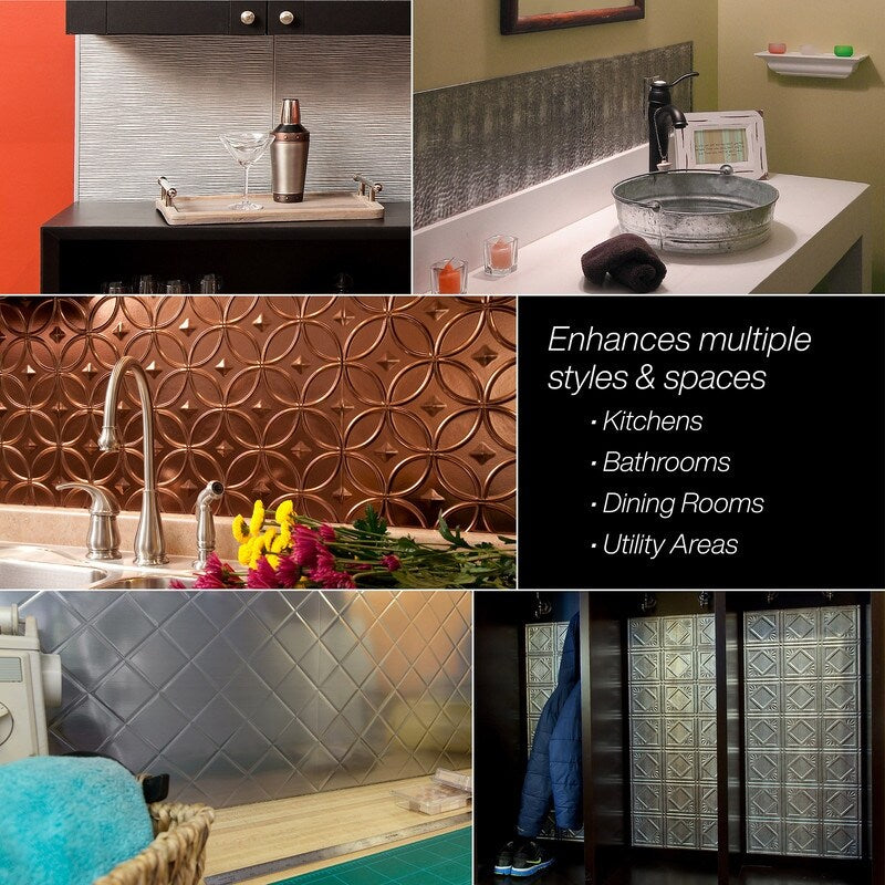 Fasade Quilted Brushed Nickel 15-square Foot Backsplash 15 Sq Ft Kit