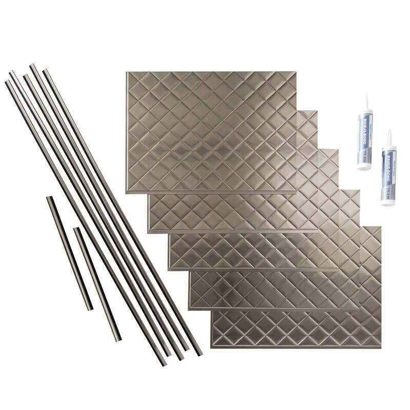 Fasade Quilted Brushed Nickel 15-square Foot Backsplash 15 Sq Ft Kit