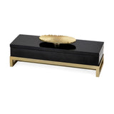 Fascinating Karan Marble Box on Stand - Black & Gold - Benzara - Black and Gold