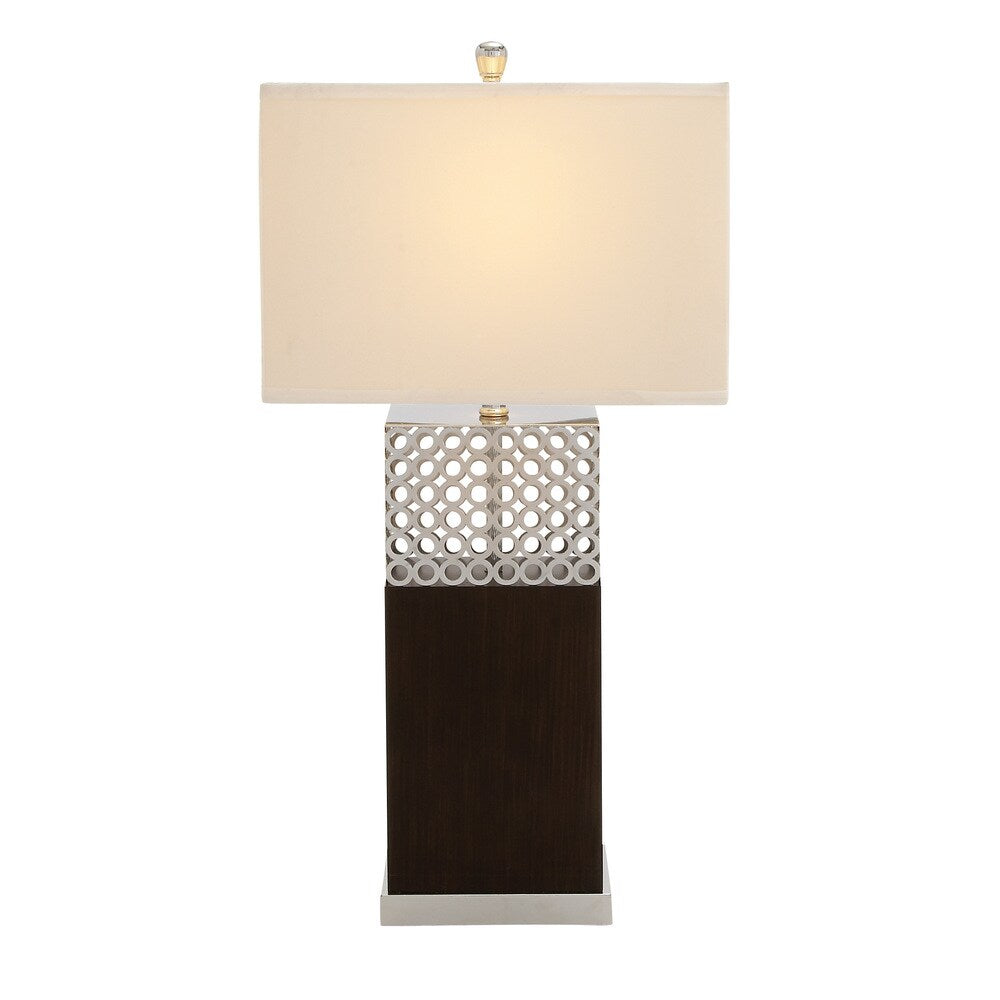 Benzara Styled Wood Stainless Steel Table Lamp