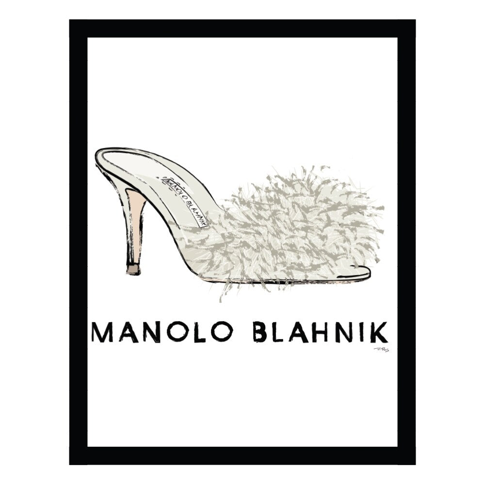 Fashion Designer Glam Shoe - Framed Print Artwork - Multi-Color